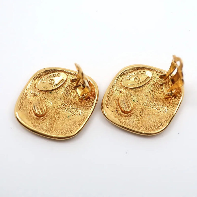 Chanel Cc Rhombus Clip-On Metal Gold Gold_plated Jewelry
