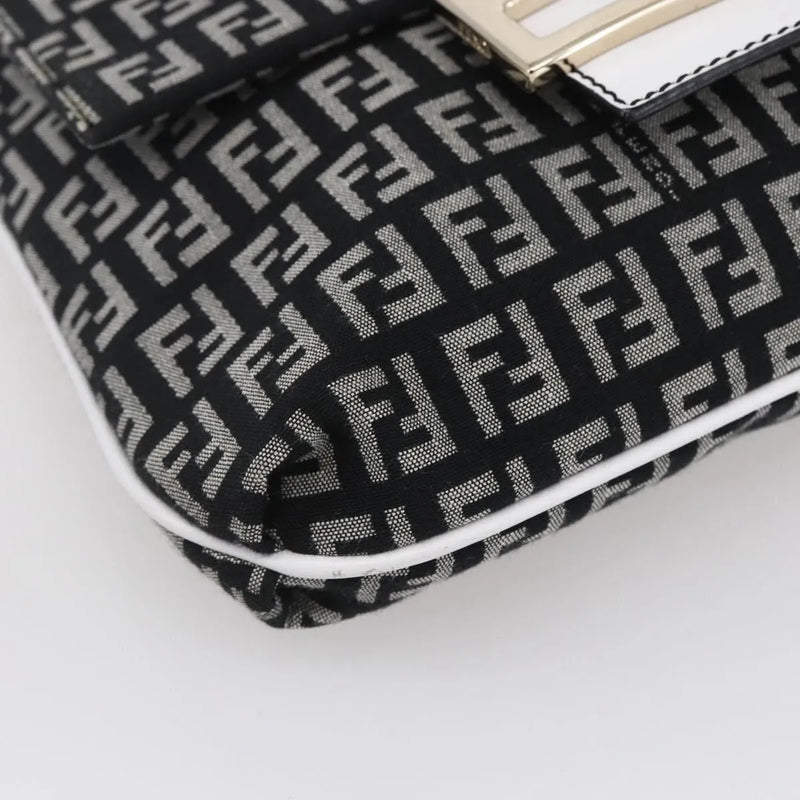 Fendi Vintage Flap Zucchino Canvas Black Bag
