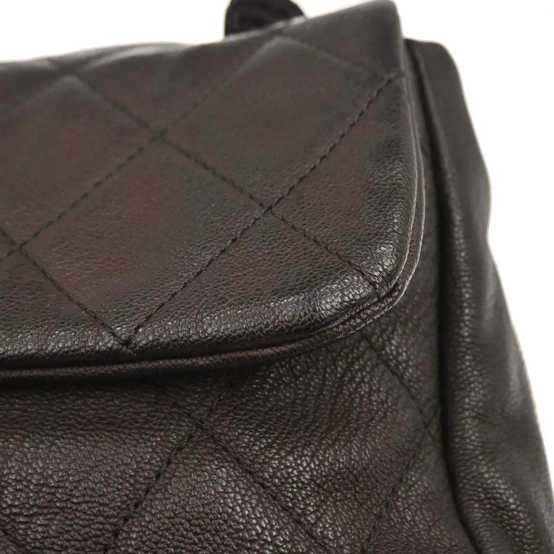 Chanel Coco Casual Flap Quilted Caviar Brown Leather Bag