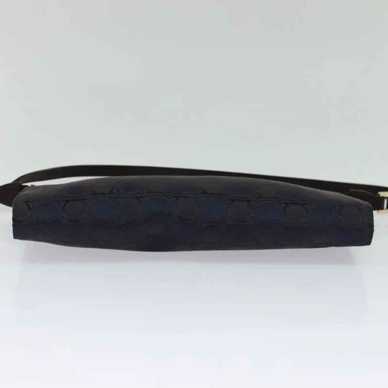 Salvatore Ferragamo Gancini Canvas Navy Bag