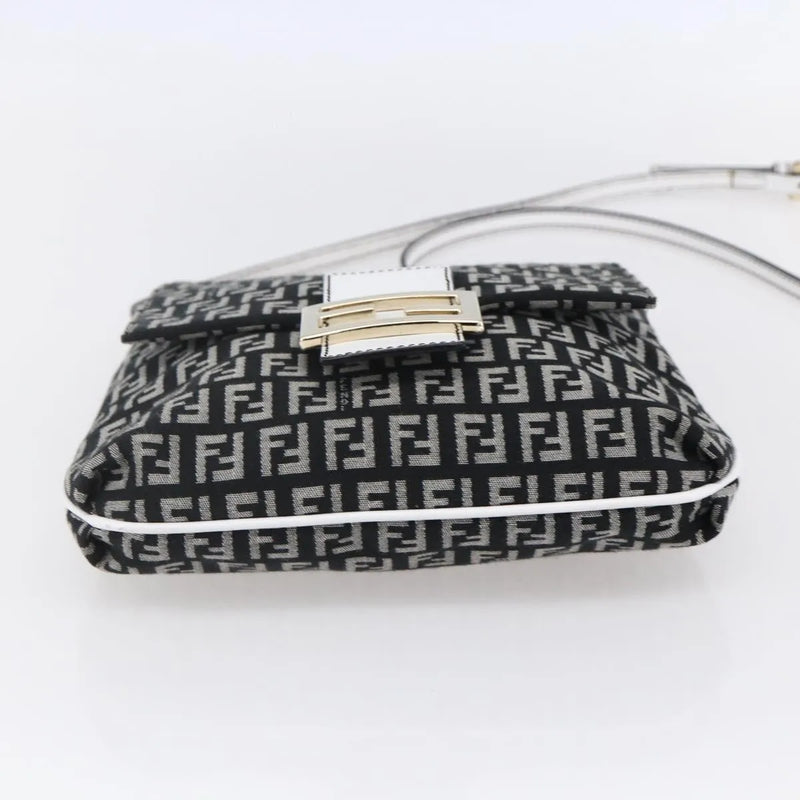 Fendi Vintage Flap Zucchino Canvas Black Bag