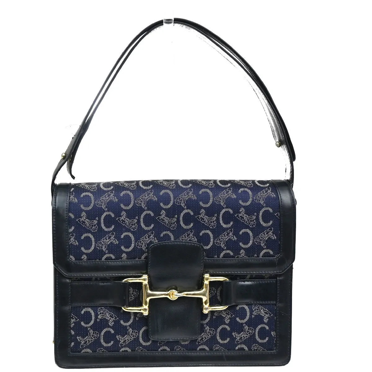 Celine Horse Carriage Canvas And Leather Navy Bag