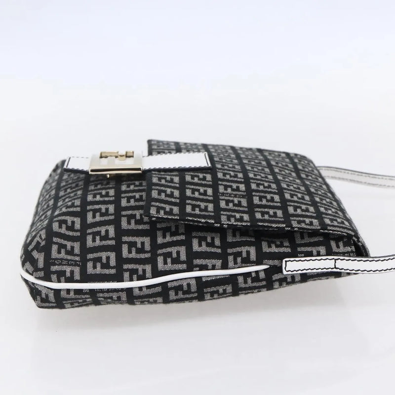 Fendi Vintage Flap Zucchino Canvas Black Bag