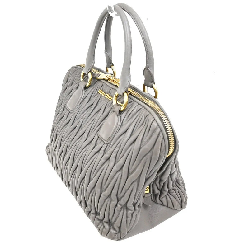Miu Madras Bowler Matelasse Leather Purple Bag