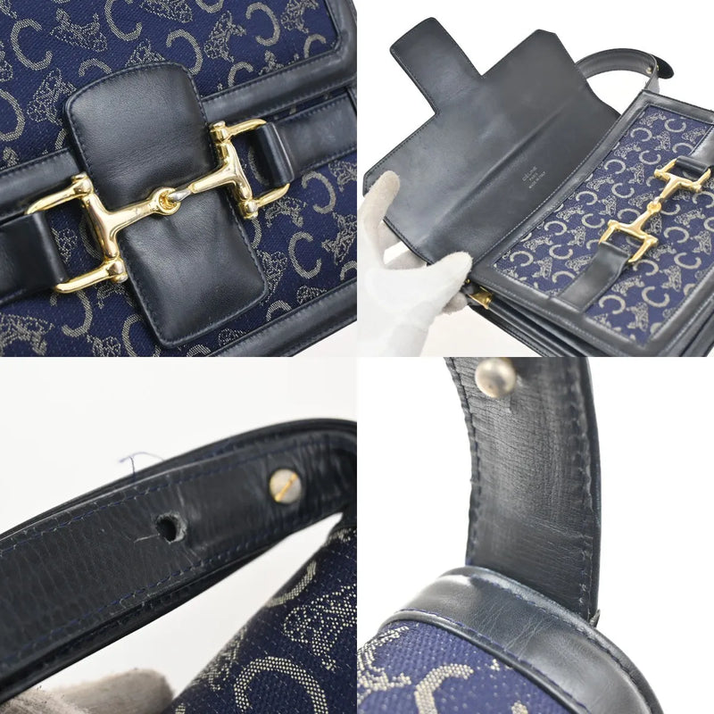 Celine Horse Carriage Canvas And Leather Navy Bag