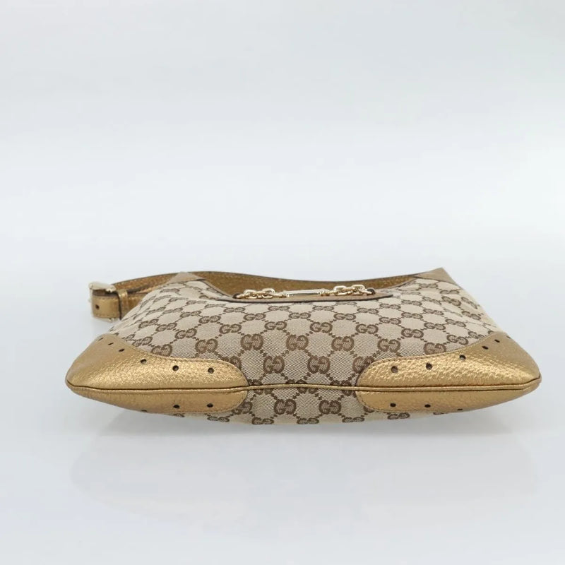 Gucci Vintage Jackie O Chain Hobo Gg Canvas Beige Bag