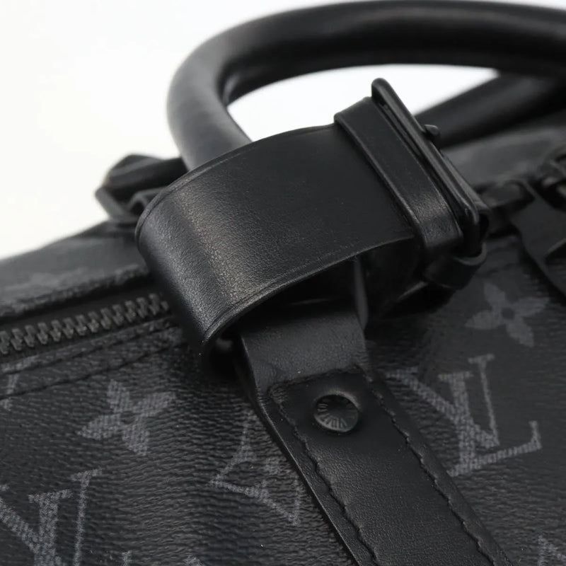 Louis Vuitton Keepall Bandouliere Limited Edition Foliage Monogram Eclipse Black Canvas Bag