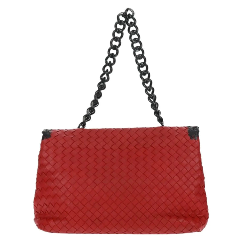 Bottega Veneta Glass Intrecciato Nappa With Snakeskin Red Leather Bag