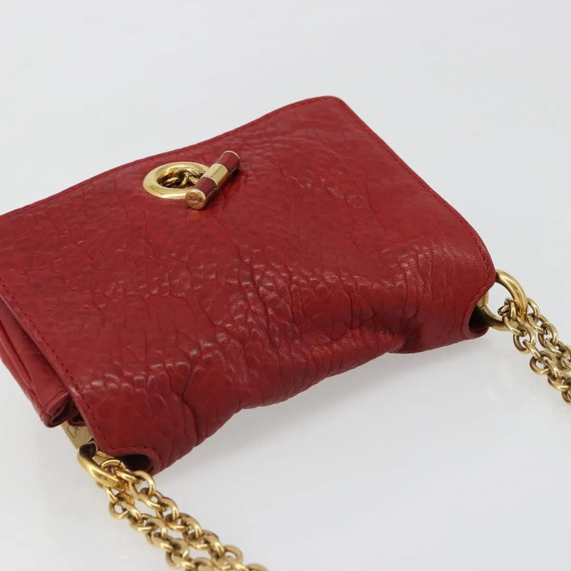Saint Laurent Chain Leather Red Bag