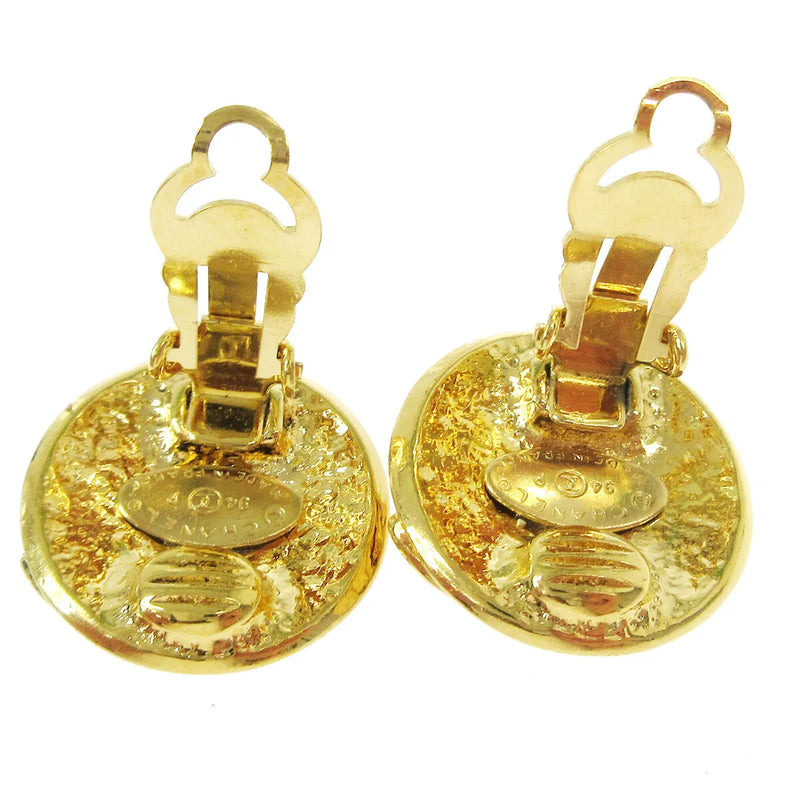 Chanel Vintage Round Cc Clip-On Metal Gold Gold_plated Jewelry