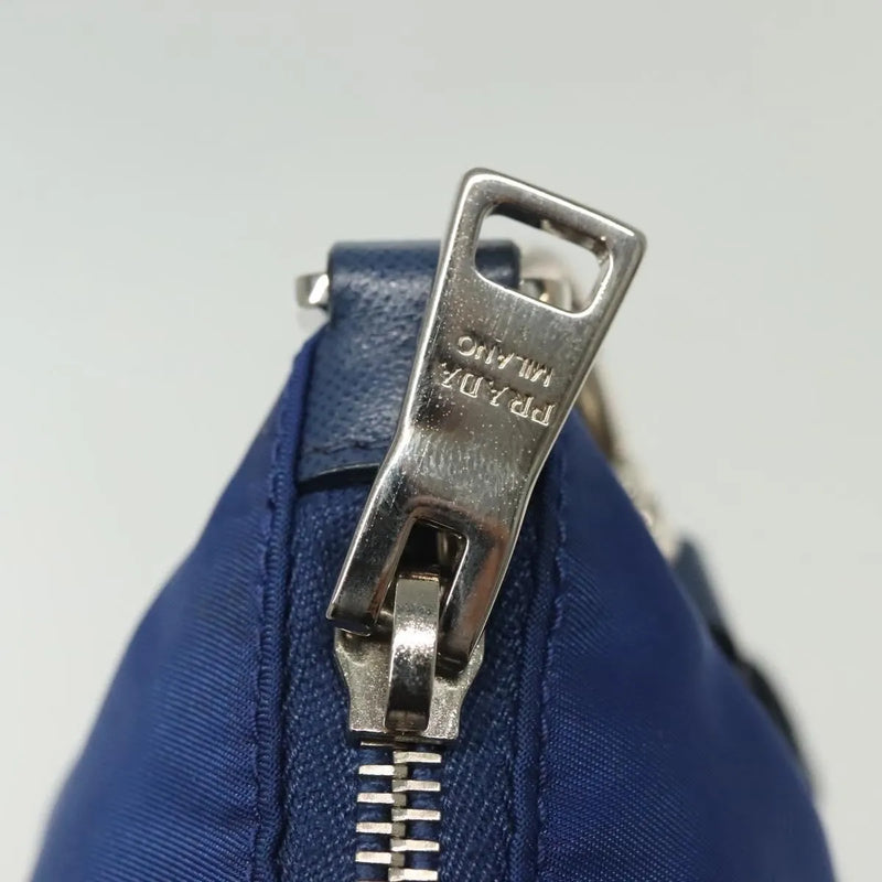 Prada Flat Messenger Tessuto With Leather Blue Nylon Bag