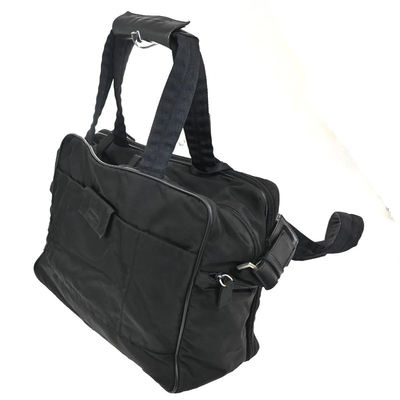 Prada Expandable Front Zip Boston Tessuto Black Nylon Bag