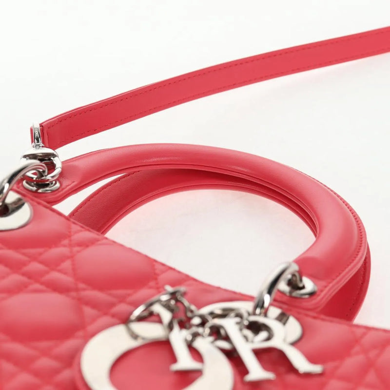 Christian Dior Lady Cannage Matelassé Pink Leather Bag