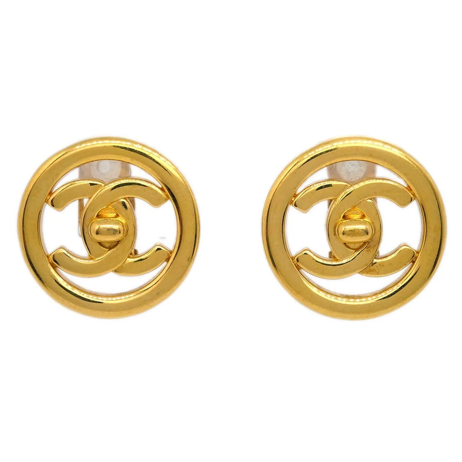 Chanel Cc Round Metal Gold Gold_plated Jewelry