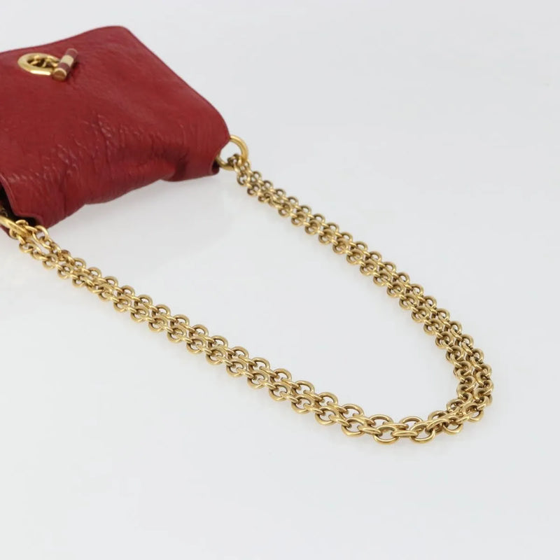 Saint Laurent Chain Leather Red Bag