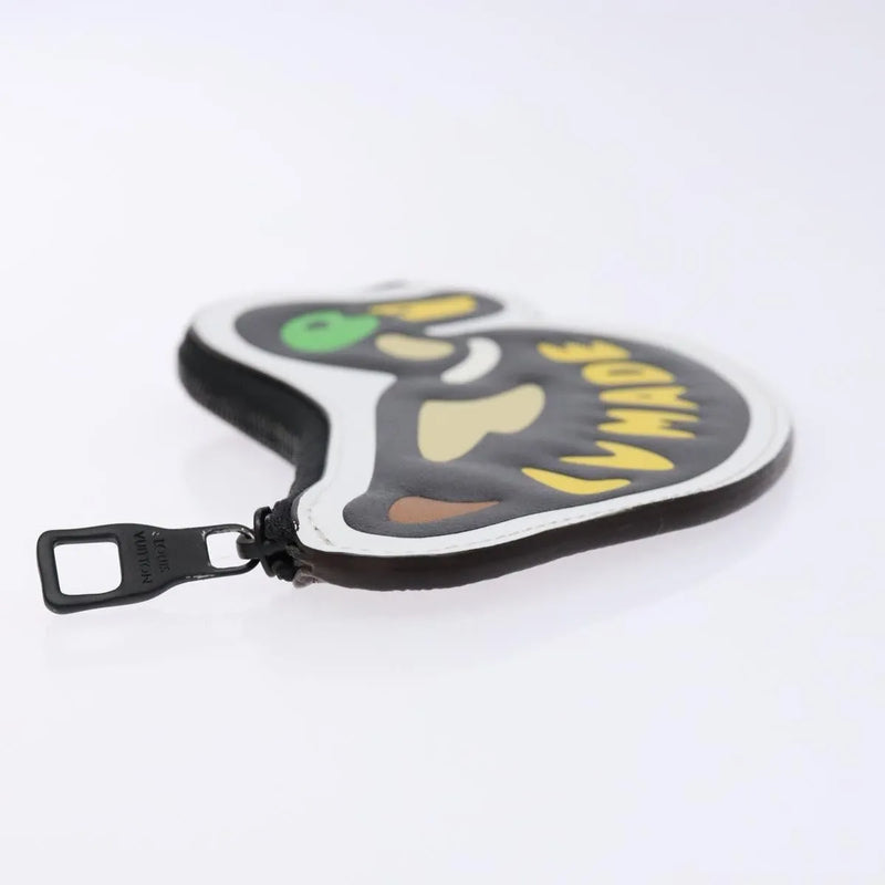 Louis Vuitton Nigo Duck Coin Holder Printed Leather And Limited Edition Giant Damier Black Canvas Accessory