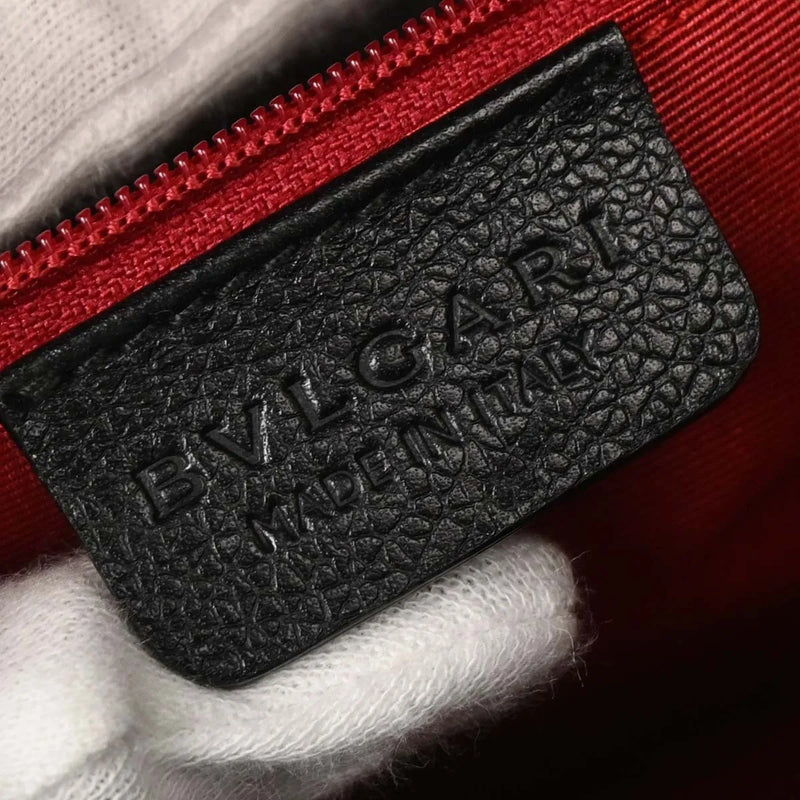 Bvlgari Logomania Canvas With Leather Black Bag