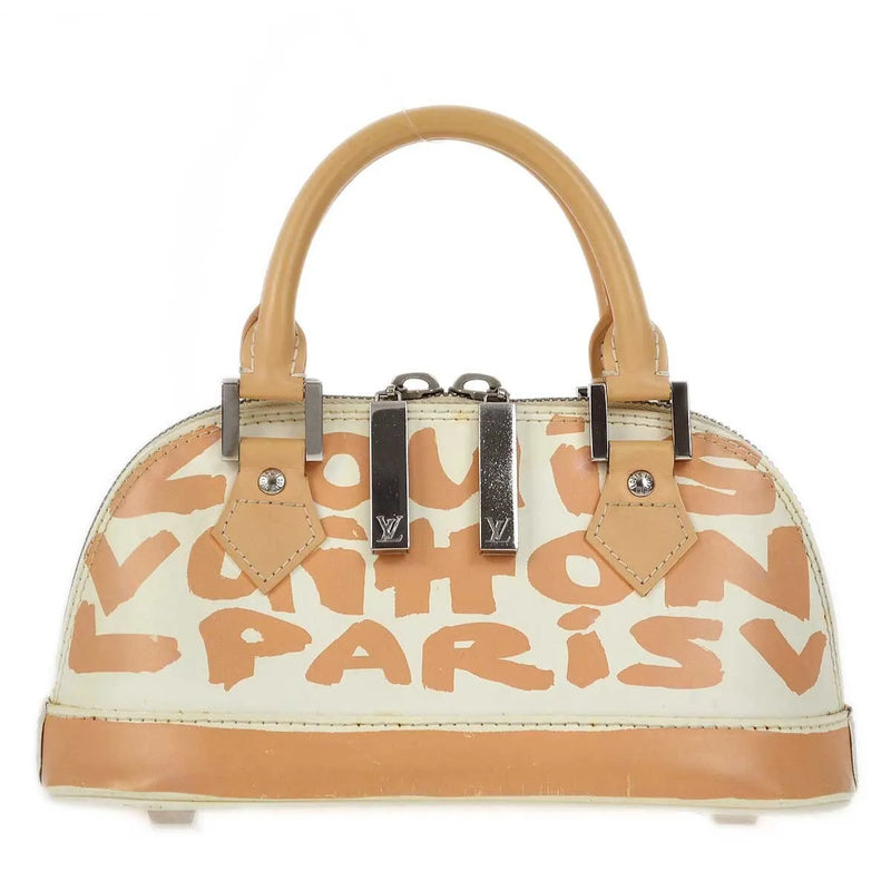 Louis Vuitton Alma Limited Edition Graffiti Leather Beige Bag