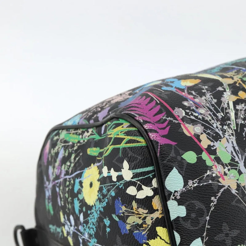 Louis Vuitton Keepall Bandouliere Limited Edition Foliage Monogram Eclipse Black Canvas Bag