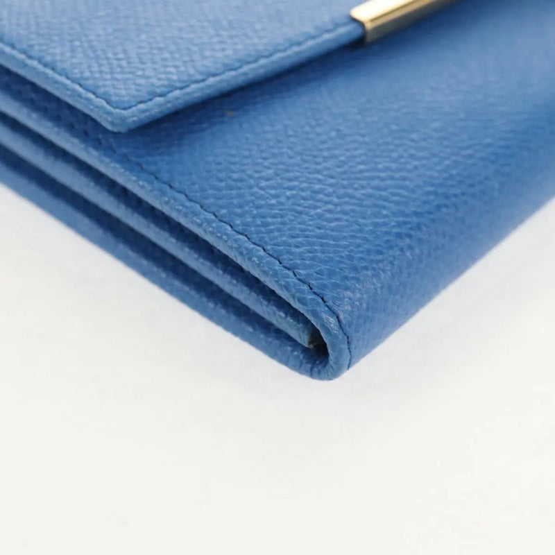 Salvatore Ferragamo Gancini Flap Continental Leather Blue Accessory