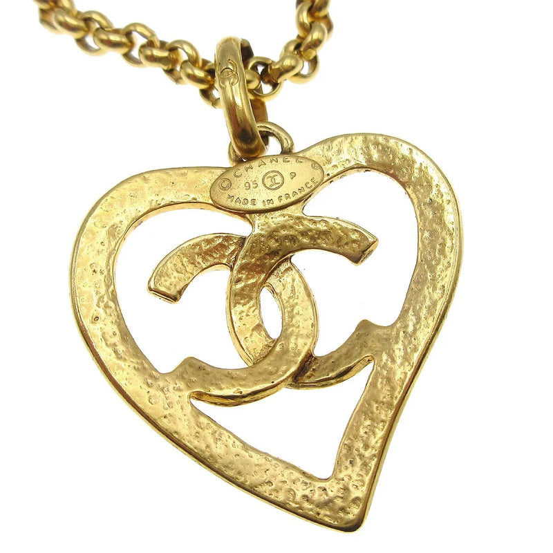 Chanel Cc Heart Pendant Metal Gold Gold_plated Jewelry