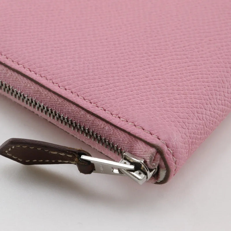 Hermes Azap Zip Around Epsom Pink Leather Accessory