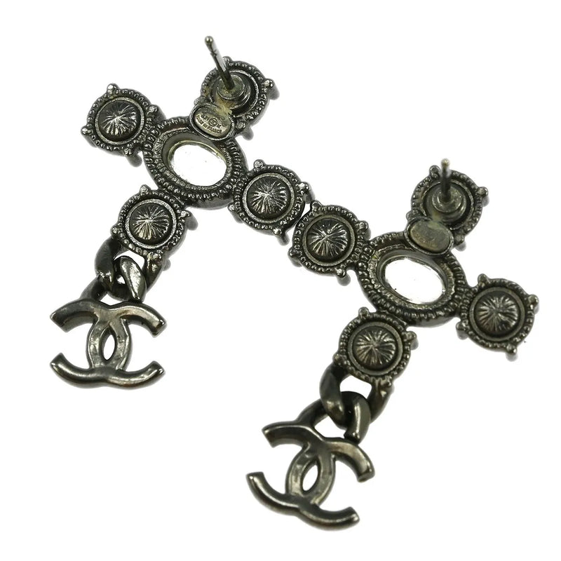 Chanel Cc Dangle Metal With Crystals Silver Silver_plated Jewelry