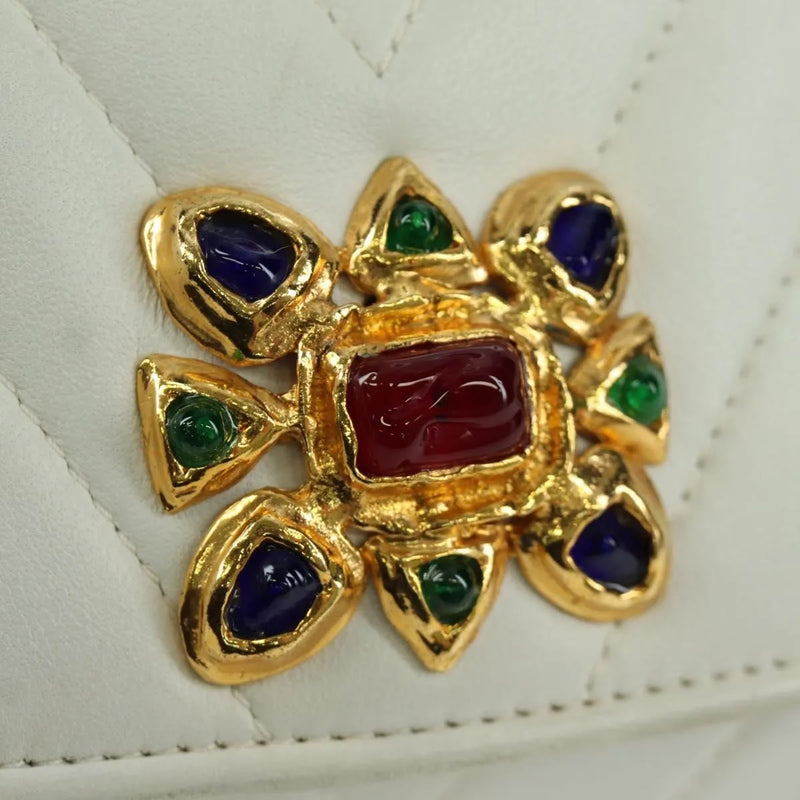 Chanel Vintage Gripoix Flap Leather White Bag