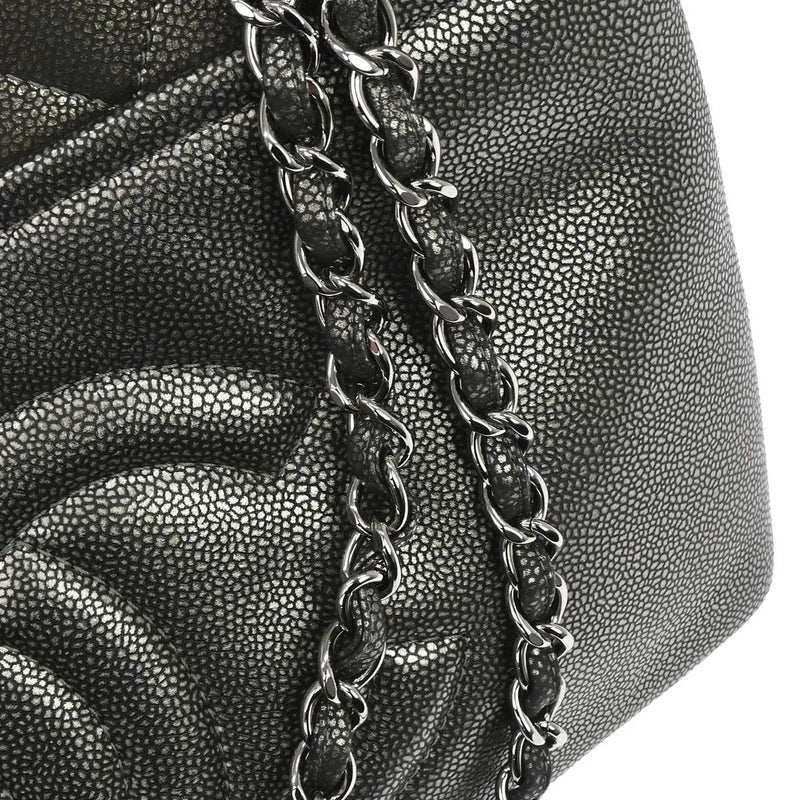 Chanel Timeless Cc Shopping Tote Quilted Caviar Metallic Leather Bag