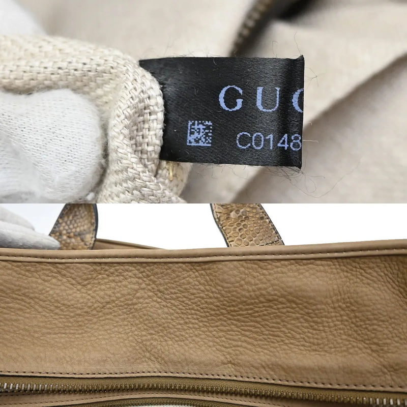 Gucci Twice Satchel Nubuck With Python Brown Suede Bag