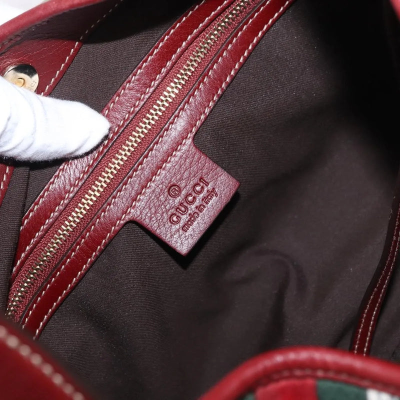 Gucci Vintage Jackie Shoulder Canvas And Leather Green Bag