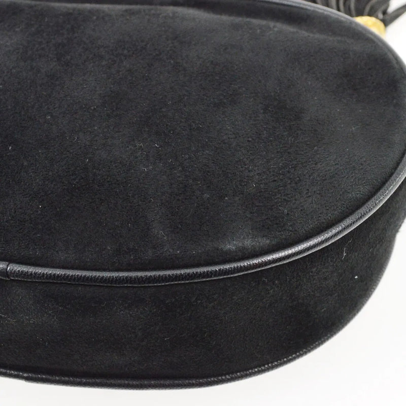 Chanel Cc Mark Round Chain Black Suede Bag