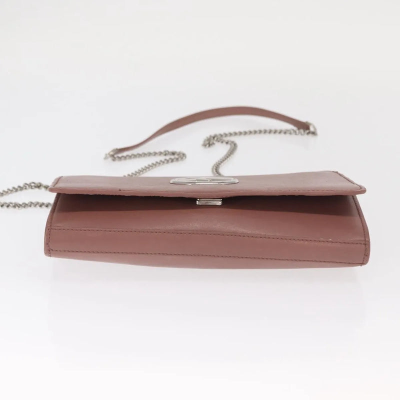 Fendi F Is Wallet On Chain Leather Pink Bag
