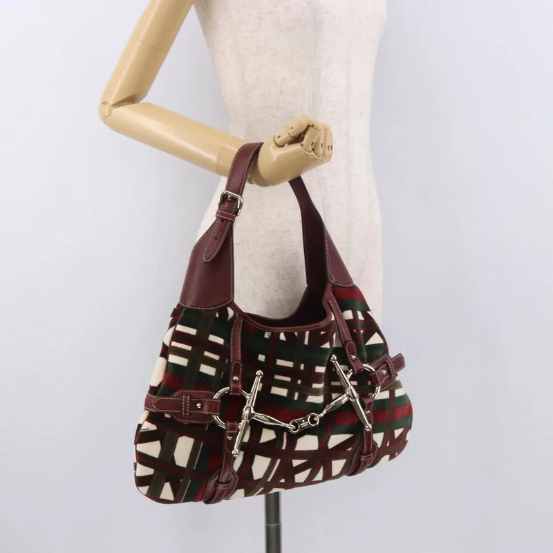 Gucci Vintage Jackie Shoulder Canvas And Leather Green Bag