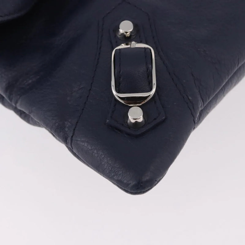 Balenciaga Classic Studs Envelope Strap Clutch Leather Navy Bag