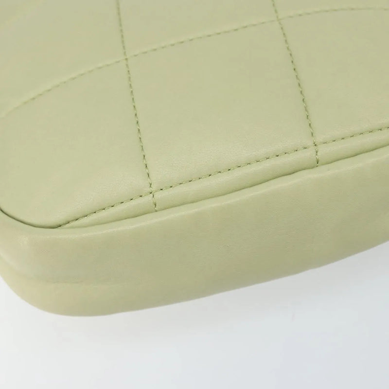 Chanel Diamond Chain Quilted Lambskin Green Leather Bag