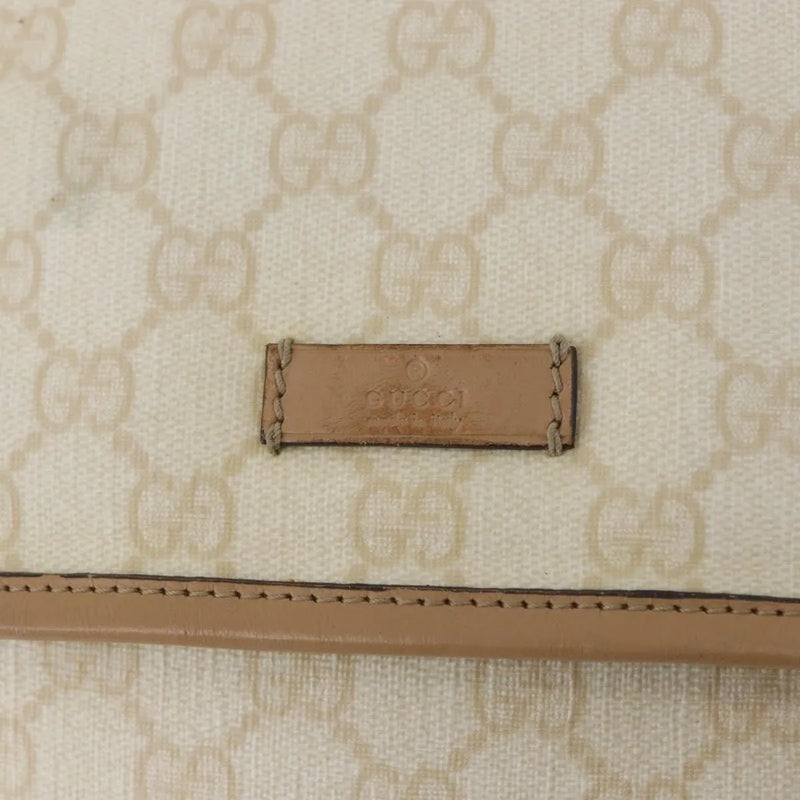 Gucci Flap Messenger Gg Coated Canvas Beige Bag