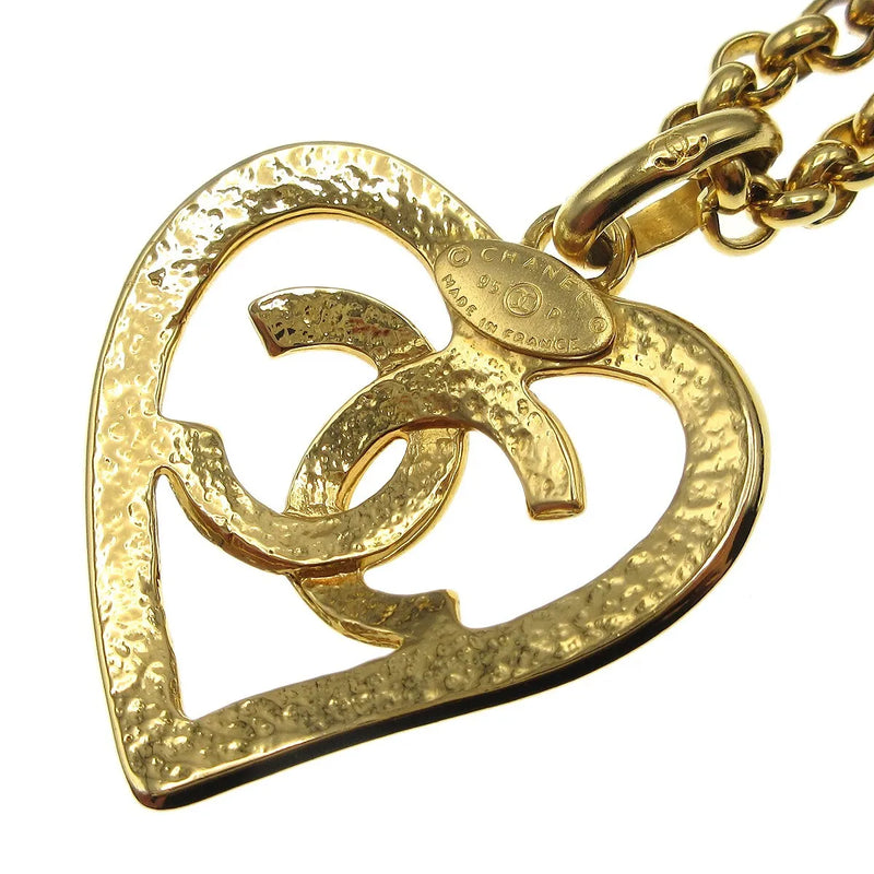 Chanel Cc Heart Pendant Metal Gold Gold_plated Jewelry