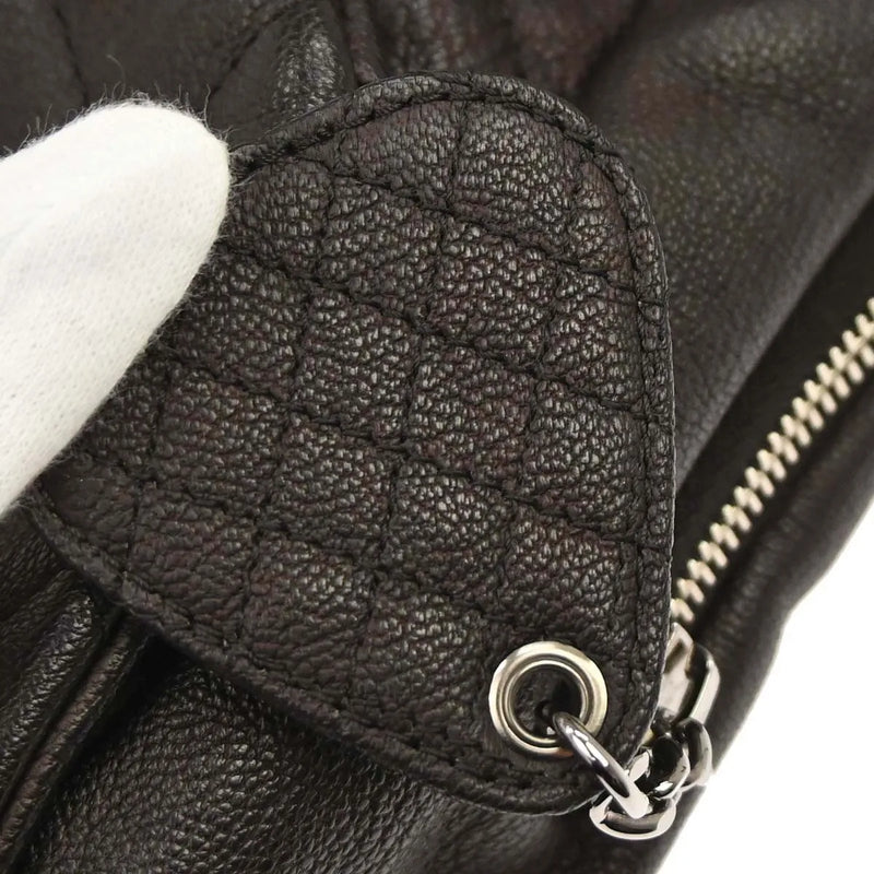 Chanel Coco Casual Flap Quilted Caviar Brown Leather Bag