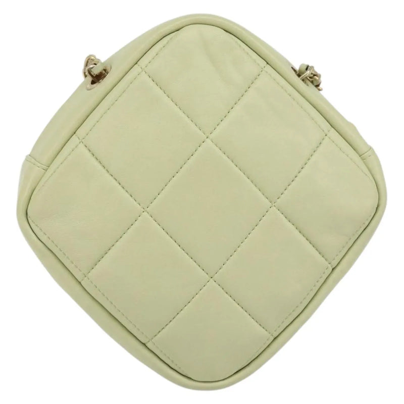 Chanel Diamond Chain Quilted Lambskin Green Leather Bag