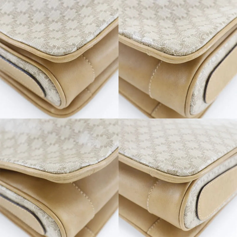 Celine Macadam Shoulder Pvc Leather Beige Bag