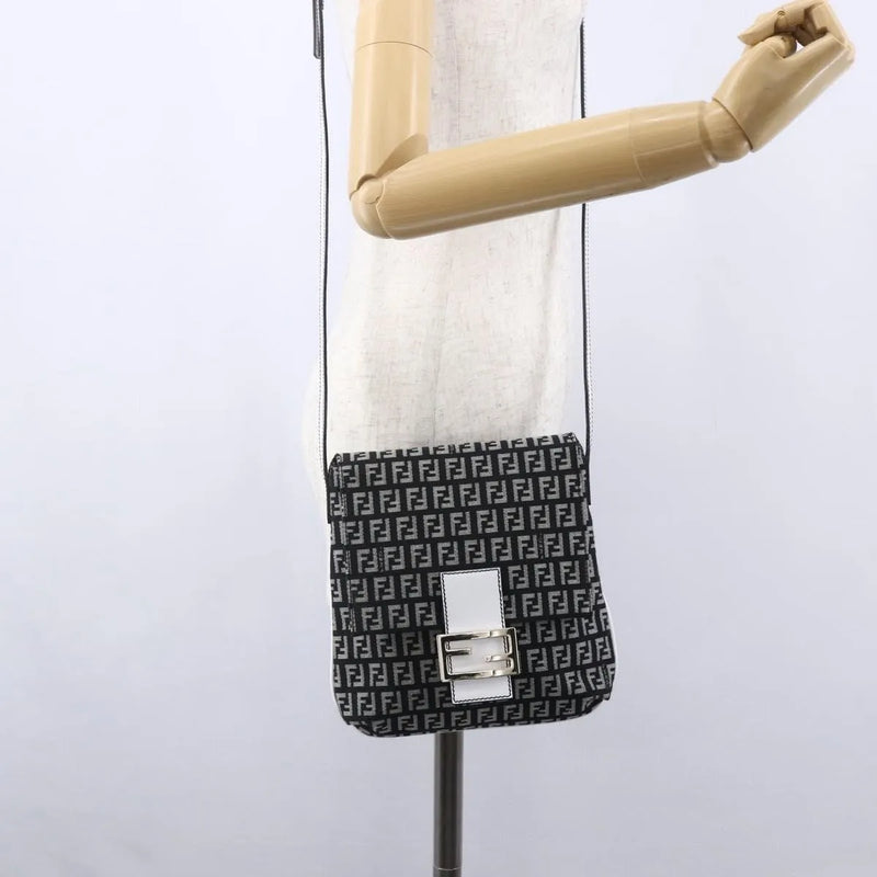 Fendi Vintage Flap Zucchino Canvas Black Bag