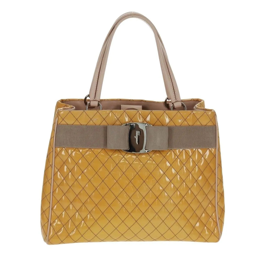 Salvatore Ferragamo Vala Patent Leather Yellow Patent_leather Bag