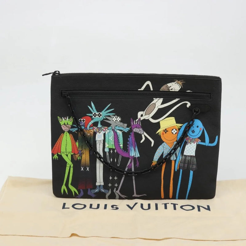 Louis Vuitton Lv Friends A4 Printed Monogram Taurillon Leather Black Canvas Bag
