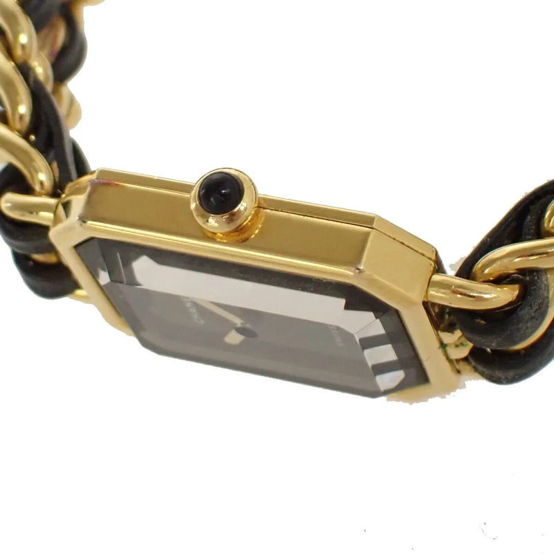 Chanel Premiere Rock Quartz Plated Metal And Leather Watch