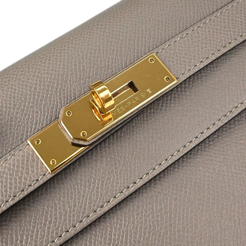 Hermes Kelly Grey Epsom With Gold Hardware Gray Leather Bag