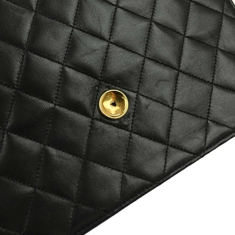 Chanel Vintage Classic Flap Quilted Lambskin Black Leather Bag