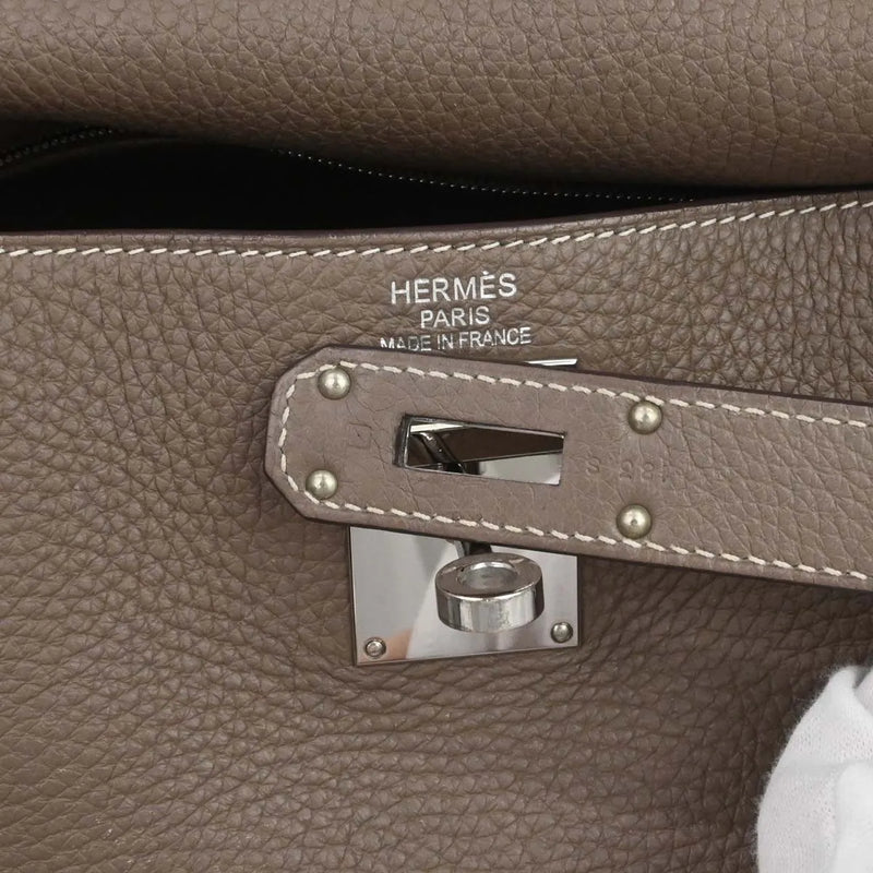Hermes Shoulder Kelly Clemence Gray Leather Bag