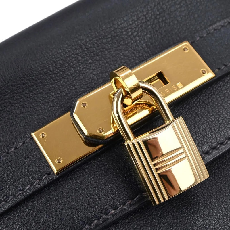 Hermes Kelly Blue Courchevel With Gold Hardware Leather Bag