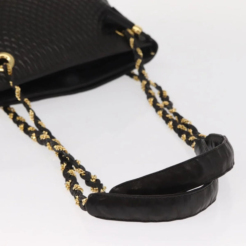 Bally Vintage Chain Quilted Leather Black Bag